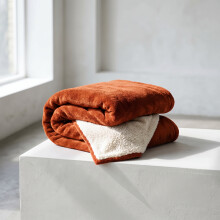 (Rust Orange, KING: 200cm x 240cm) Sherpa Mink Blanket Reversible Throw Single Double King Size