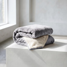 (Silver, SINGLE: 130cm x 150cm) Sherpa Mink Blanket Reversible Throw Single Double King Size