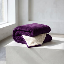 (Purple, KING: 200cm x 240cm) Sherpa Mink Blanket Reversible Throw Single Double King Size