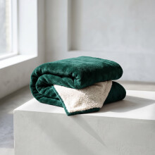 (Emerald Green, SINGLE: 130cm x 150cm) Sherpa Mink Blanket Reversible Throw Single Double King Size