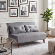 Double Sofa Bed Sleeper Foldable Portable Grey