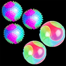 LED Light-Up Bouncing Dog Ball 4-Pack – Glitter Blinker Interactive Toy, 5.5cm