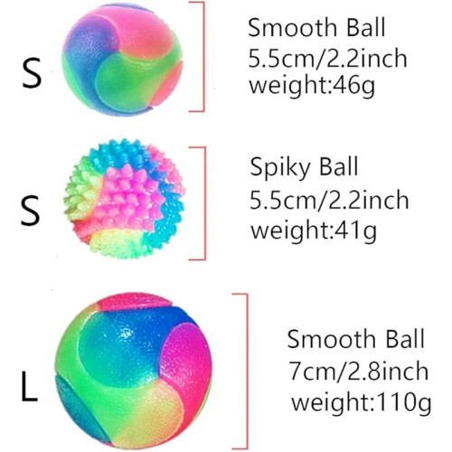 LED Light-Up Bouncing Dog Ball 4-Pack – Glitter Blinker Interactive Toy, 5.5cm 2
