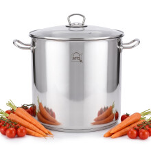 (20 Ltr) GEEZY Large Deep Stainless Steel Cooking Stock Pot Glass Lid Induction Base