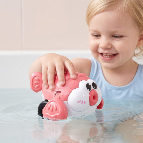 DOWMOO Pull-String Pufferfish Red, Parent-Child Interactive Multi-Functional Kids Bath Toy