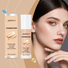 zephoco Long-Wear Color-Changing Foundation, Natural Sheer Fitting Base, Hydrating Lasting Foundation