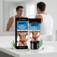 OCEAURA Men's Gentle Body Hair Cream, Cleans Skin Fuzz, Hydrating Smooth Care