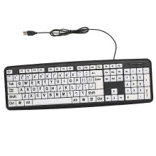 Large Print Computer Keyboard with White Keys and Black Letters for Seniors, Ergonomic Design for Comfort