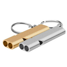 2 Pack Aluminum Alloy Emergency Whistle 120db Loud Survival Whistle with Key Ring for Camping Hiking Outdoor Activities Mat