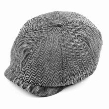 Șapcă plată bărbătească cu model herringbone în carouri