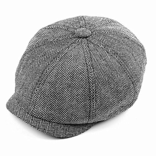 Șapcă plată bărbătească cu model herringbone în carouri