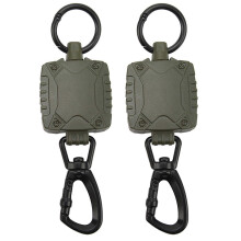 2 Pcs Metal Badge Reels Keychain Green Square Retractable Badge Holder for Outdoors Fishing