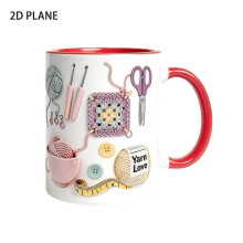 Ceramic Mug with Woven Embossed Yarn Love Pattern, 8. 2 Cm X 9. 5 Cm, for Knitting and Crochet Enthusiasts