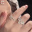 Delicate Flower Opening Adjustable Ring Set For Women Korean Silver Color 1