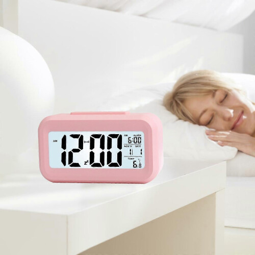 Digital Alarm Clock With Backlight Function, Smart Light Function LED Digit Time Display Digital Alarm Clock, Battery Op 1
