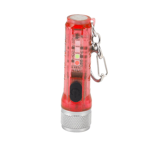 USB Rechargeable Multifunctional Flashlight LED Mini Portable Strong Light Torch Outdoor Camping Red Built-in Battery Co