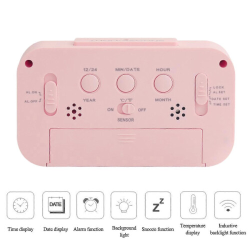 Digital Alarm Clock With Backlight Function, Smart Light Function LED Digit Time Display Digital Alarm Clock, Battery Op 2