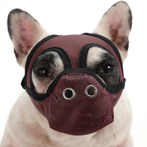 Dog Muzzle Breathable Mesh for Short Snout Dogs Prevent Biting Barking