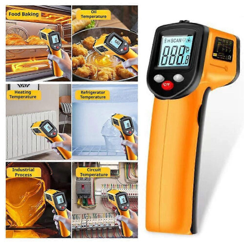 Infrared Thermometer Gun Backlit Display Non-Contact for Cooking Auto 1