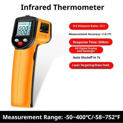 Infrared Thermometer Gun Backlit Display Non-Contact for Cooking Auto 2