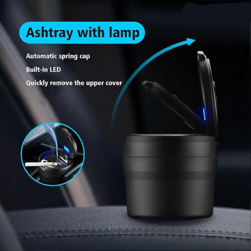 1 Pcs Flip Cover Mini Ashtray with Interior Led Light Abs Shell Metal Liner for Car Table Use 1