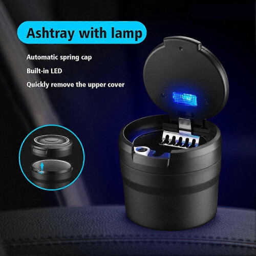 1 Pcs Flip Cover Mini Ashtray with Interior Led Light Abs Shell Metal Liner for Car Table Use 2