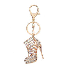 Fashionable Key Ring High-heeled Shoe Shape Pendant Rhinestone Decoration Keychain (Silver)