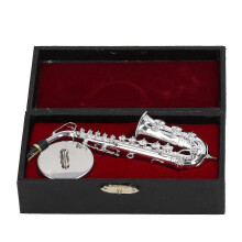 Ozdoby saksofonu altowego, miniaturowy instrument muzyczny, model saksofonu, prezent z podstawą w pudełku, 14 cm