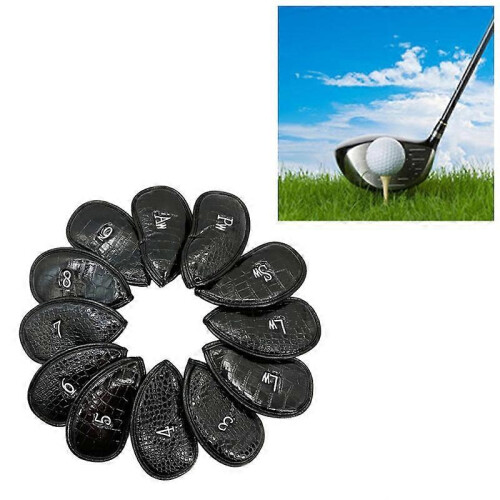 Set di 12 cappellini da golf in similpelle PU con texture litchi nera