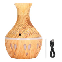 Aromatherapy 300ml Wood Grain Design USB Powered Desktop Humidifier with LED Color Light for Home