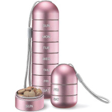 Stapelbar aluminiumlegering, fukttät pillerorganisatör för 7 dagar - Resevänlig BPA-fri dispenser för medicinförvaring_C