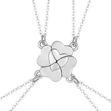 Friendship Necklace for 4, 4 Pcs Best Friend Necklaces BFF Necklace for 4 Girls Matching Four Leaf Clover Pendant Sister Necklace for W