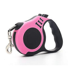 Retractable Dog Lead for Small Dogs, 5 Metres Pink Roller Lead with Non-Slip Handle and Brake Feature