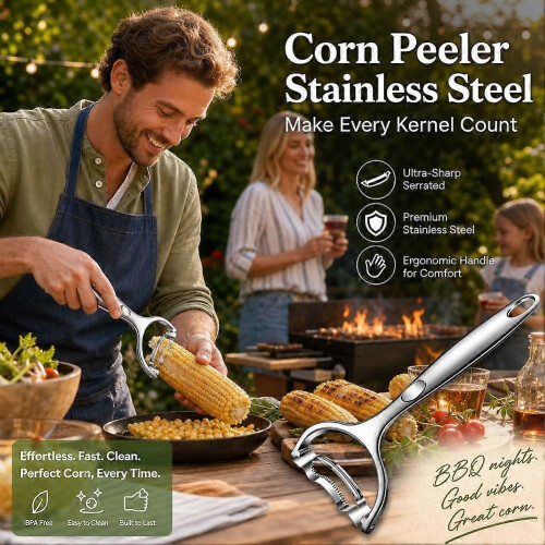Stainless Steel Corn Peeler Efficient Stripping Ergonomic for Kitchen 1