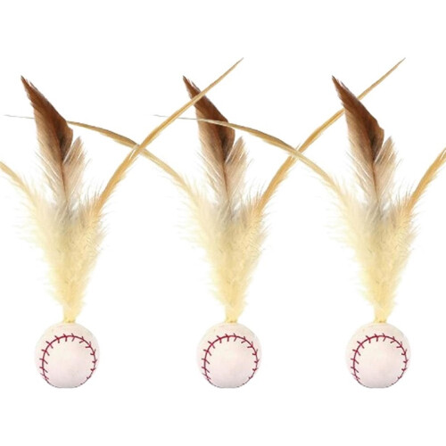 Cat Bouncing Balls with Feathers 3-Pack – Feather Balls for Interactive Cat Play