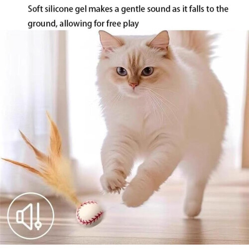Cat Bouncing Balls with Feathers 3-Pack – Feather Balls for Interactive Cat Play 1