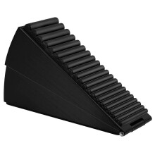 Heavy Duty Door Stopper - 3 Inch Spring Loaded Wedge, Stainless Steel for Heavy Doors, Black Color