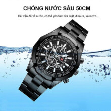 Montre homme de luxe à quartz, style business décontracté, lumineuse, en acier inoxydable et étanche.