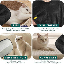 Double-Sided Grooming Gloves for Pets, Large Size Static Reduction Dog and Cat Hair Removal Gloves, Washable Material
