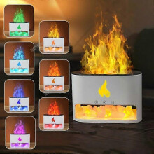 Humidificateur d'air à flamme colorée avec veilleuse LED, brumisateur de sel de roche cristalline, prise USB, diffuseur d'huiles e