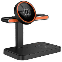 Chargeur magnétique sans fil 3 en 1 avec WiFi, caméra 1080p et support de charge pour téléphone portable 15 W