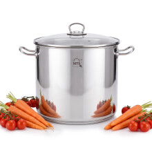 MTS Stainless Steel Stockpot with Lid 15 L Cooking Pot Induction Hob Casserole Pot