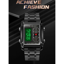 Montre numérique multifonctionnelle lumineuse SKMEI 1868 pour homme, étanche à 30 mètres, double mouvement, affichage GMT et fonct