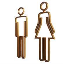 WC-Schild für Damen- und Herrentoiletten – Wandaufkleber, 22 x 8,8 cm, selbstklebend, in Silber und Gold erhältlich