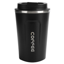 Mug isotherme 380 ml à double paroi en acier inoxydable anti-déversement, portable, pour voiture (noir)