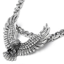 Roestvrijstalen adelaarhangerketting voor mannen, massief zilveren bikerjuweel, Byzantijnse ketting, hoge kwaliteit, geen edelsten