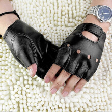 Antislip handschoenen/polswanten voor heren van kunstleer met halve vingers, zonder vingers.