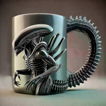 Termohrnek na kávu s 3D efektem a xenomorfní tematikou, objem 500 ml