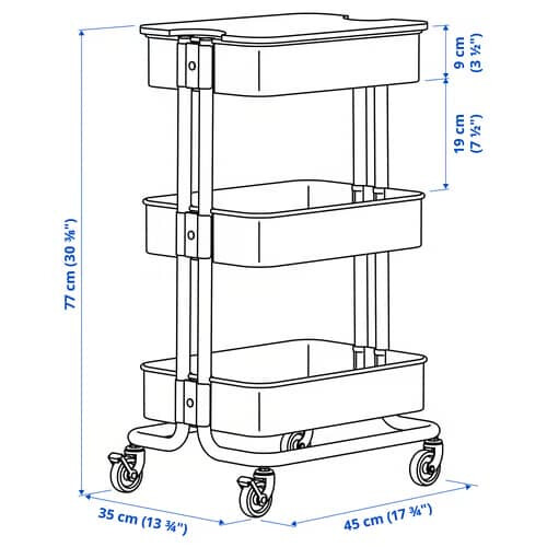 ikea RÅSKOG/NORRÅVA Trolley Lid 35x45x77cm 2