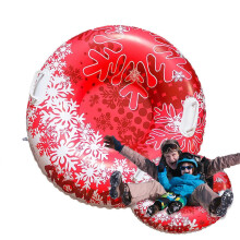 Aufblasbarer Schneereifen-Schlitten (80 cm) für Erwachsene und Kinder, faltbar mit 2 Griffen, Outdoor-Winterspielzeug